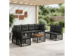Vidaxl Conjunto De Sofás Para Exterior 9 Pcs Preto E Cinza Escuro