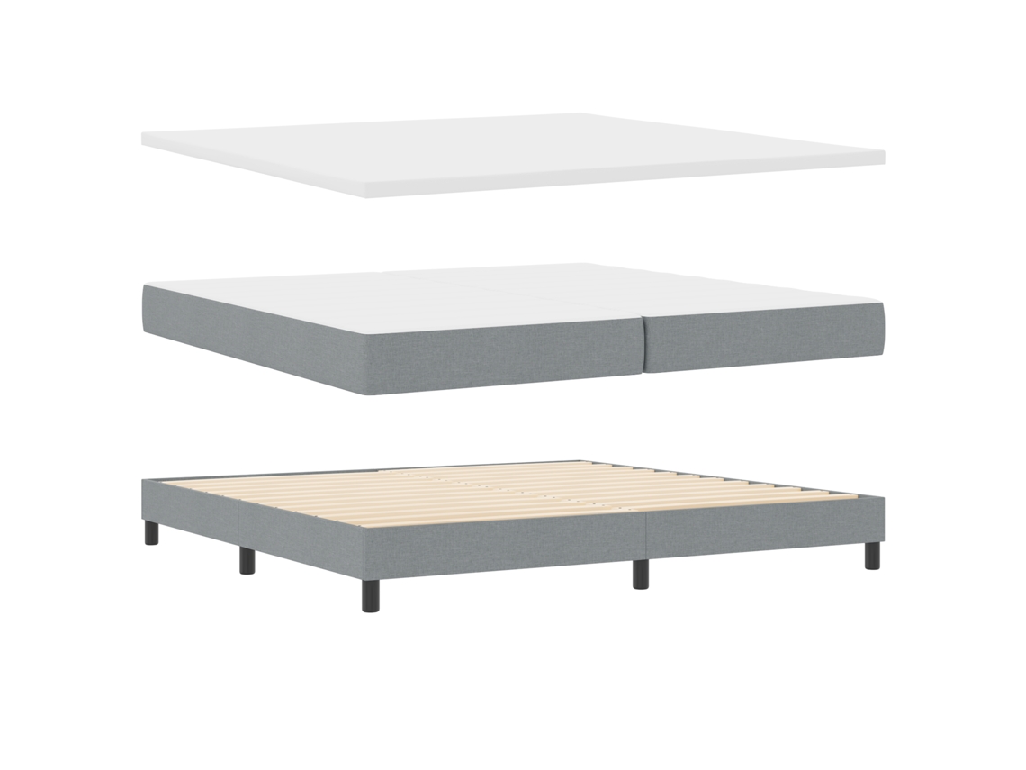 Conjunto 1 Cama Box Vidaxl Cinzento-claro Tecido (200 X 200 Cm)