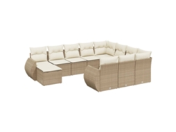 Maison Exclusive - 11 Pcs Conjunto Sofás De Jardim C/ Almofadões Vime Pe Bege