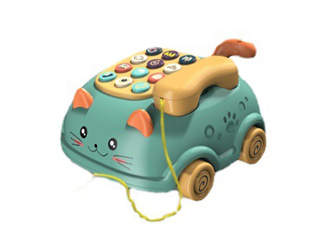 Primerox brinquedo Telefone Bebê Gato Adorável Luz Sonora Interativo Educativo Musical Verde