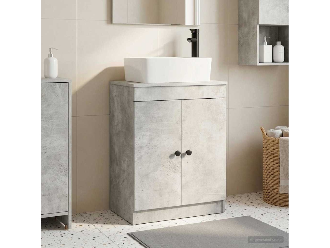 Vidaxl Gabinete De Banheiro Com Pia Cinzento Cimento 54 X 35 X 83 Cm