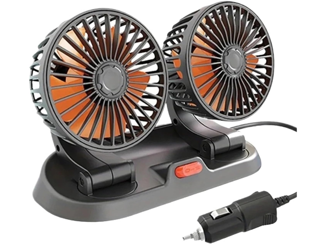 Ventilador Elétrico De Painel Carro Com Duas Cabeças, Ventilador De Resfriamento, 5v 12v, Ajustável Em 360°, Cabeça