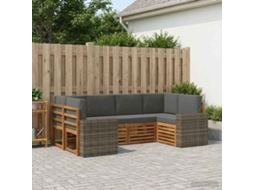 Vidaxl Conjunto De Sofás Para Exterior 6 Unid. Natural E Antracite