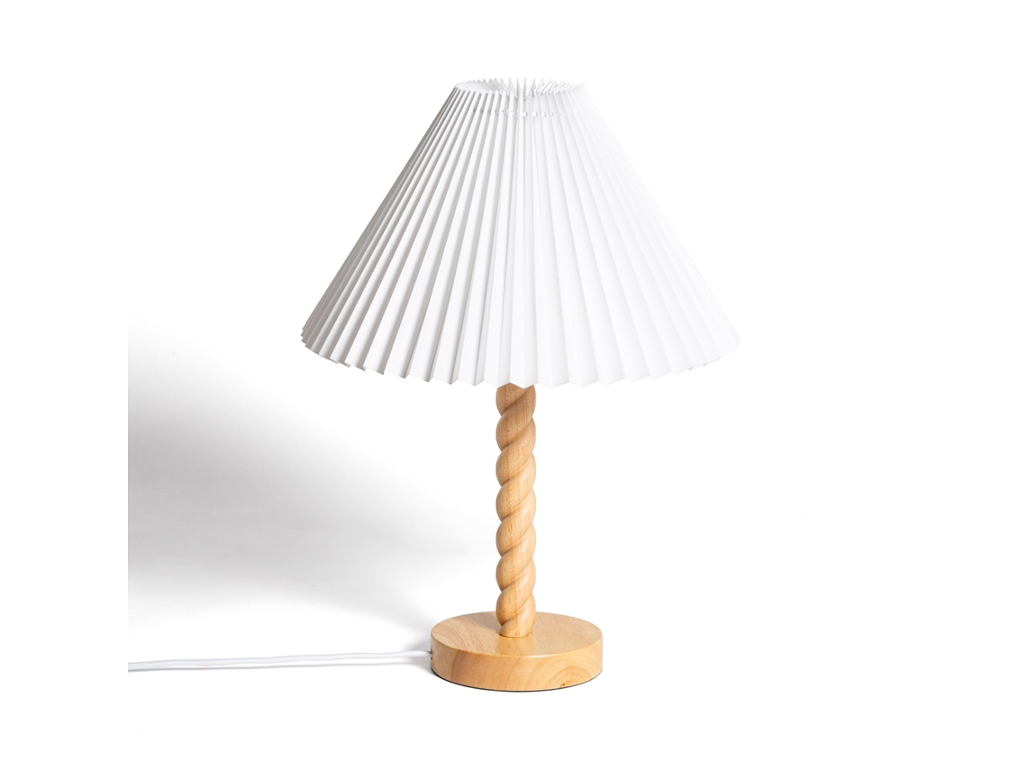 Candeeiro De Mesa Em Madeira E Tecido Moorea Branco