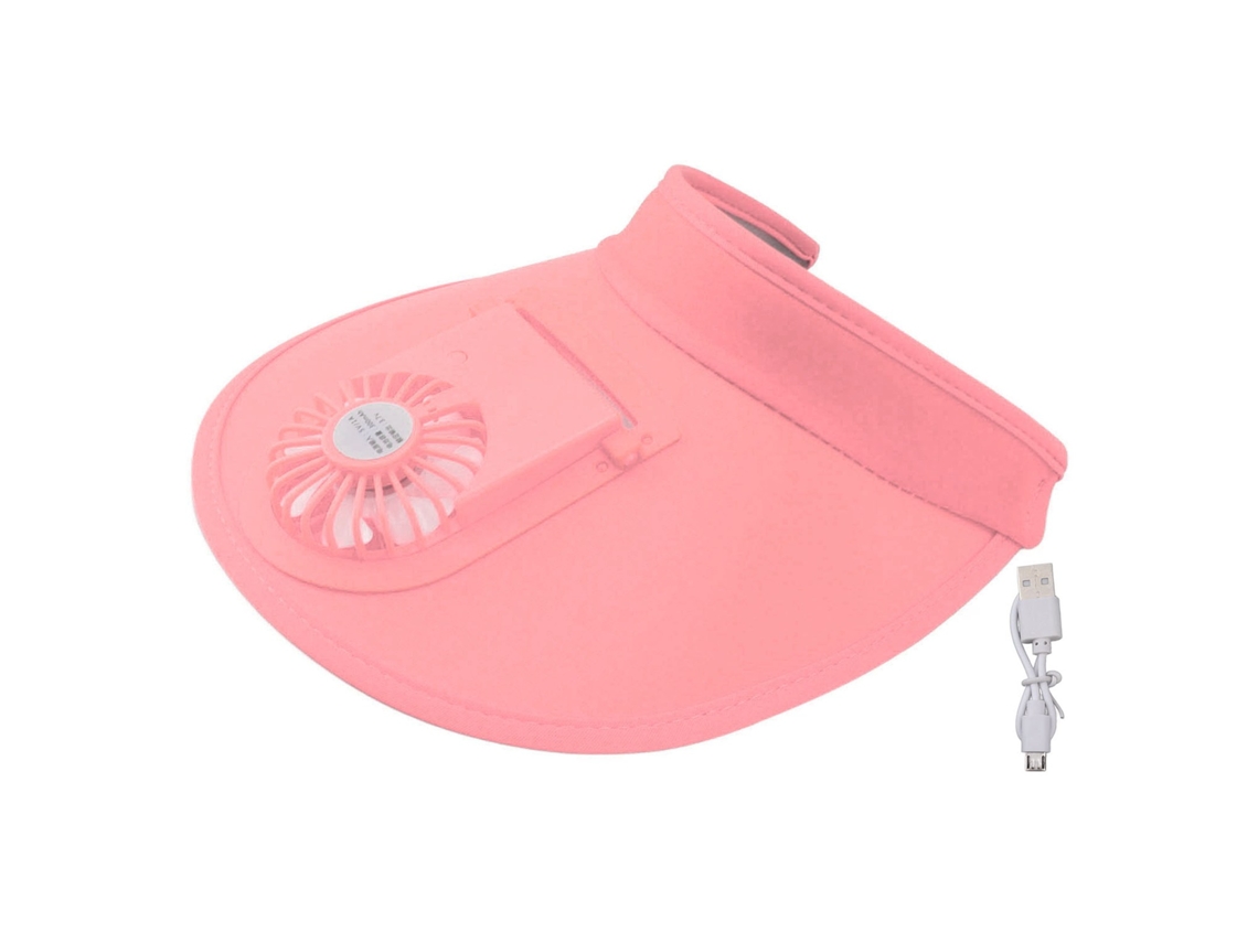 Chapéu Feminino Infantil Protetor Solar Verão Rosa Ventilador