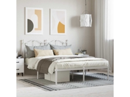 Vidaxl Estrutura De Cama Com Cabeceira 140x190 Cm Metal Branco