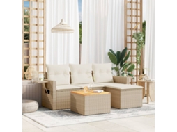 Conjunto de sofá de jardim de 5 peças com almofadas de veludo bege Lovely Home