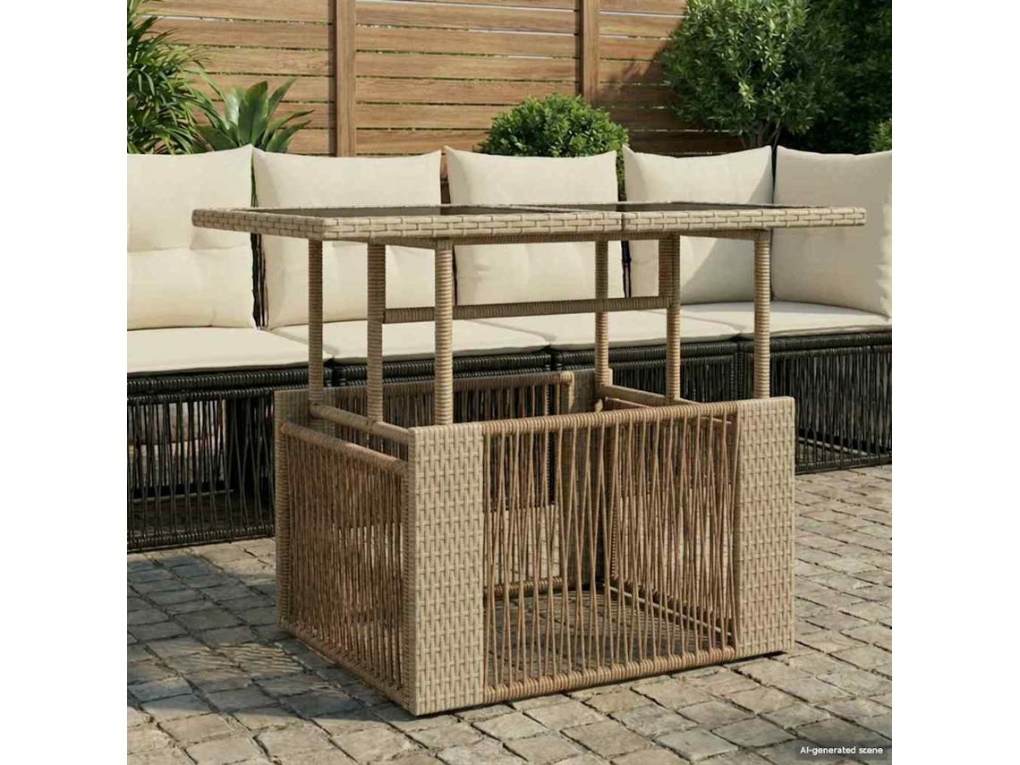 Vidaxl Mesa De Jardim Elevatória Bege 100 X 55 X 37 Cm