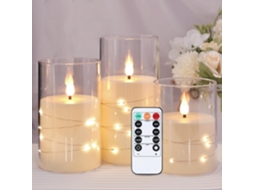 Jogo de 3 velas LED com timer remoto, luz integrada, sem chama ZYBLSSBB