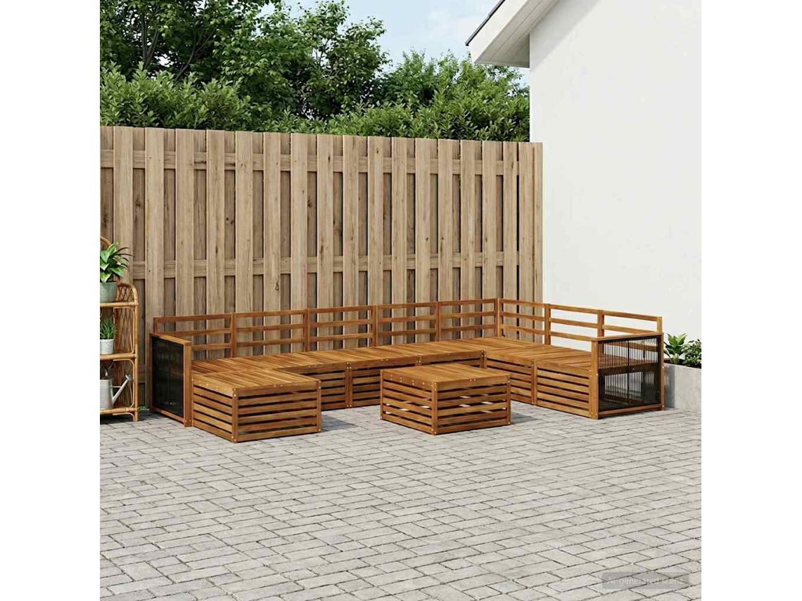 Vidaxl Conjunto De Sofás Para Exterior 9 Unid. Natural