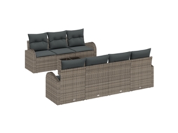 Conjunto 8 Sofá De Jardim Vidaxl Cinzento Vime Pe (55 X 55 X 37 Cm)