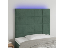 Cabeceira De Camapainel De Cabeceira C/ Led Veludo 80x5x118/128 Cm Verde Escuro Lovely Home
