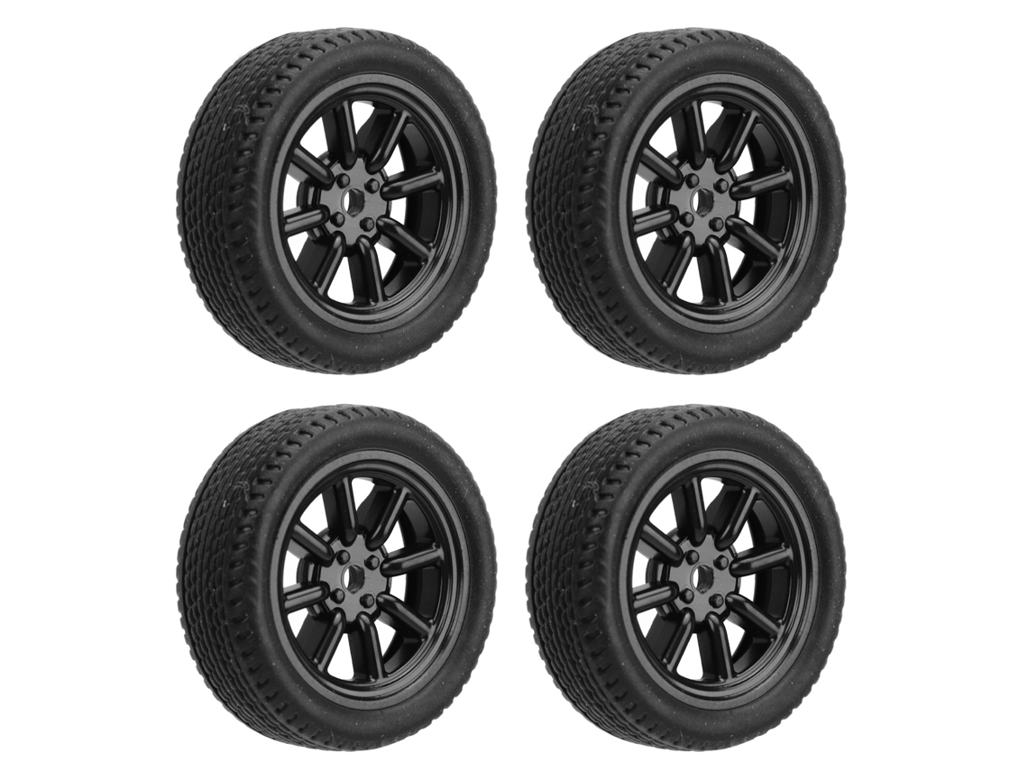 Mali 4 Pneus de Carro Rc La0017 A86 Preto Largura 1cm Diâmetro 3cm Borracha Peça de Substituição para Carro Controle Remoto Ld‑a86
