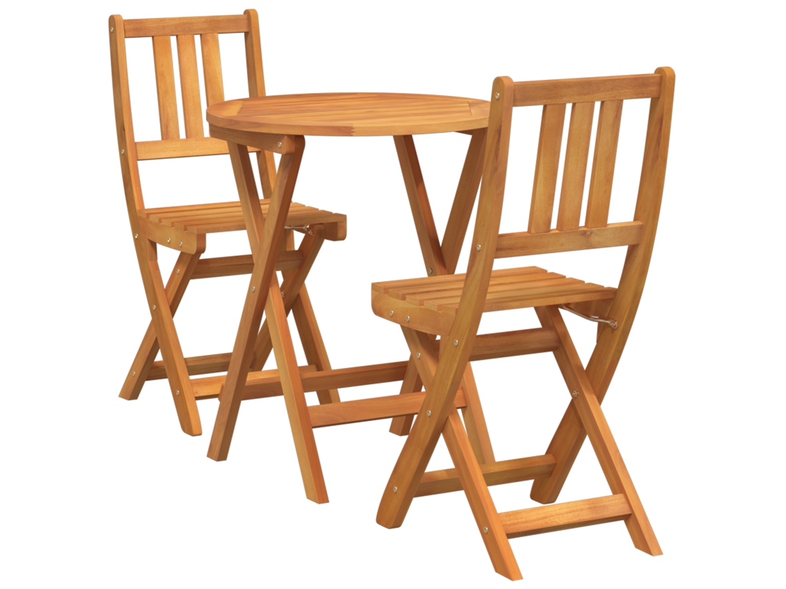 Conjunto 3 Conjunto Bistro Vidaxl Castanho Madeira De Acácia Maciça (60 X 60 X 72 Cm)