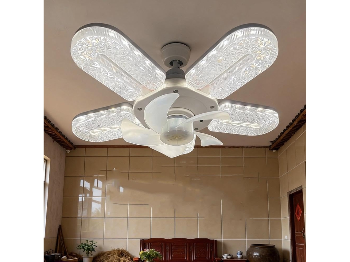 Ventilador De Teto Crystal Effect Com 5 Pás, 3 Cores E Led, 31 Cm