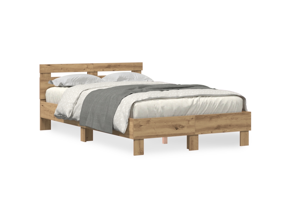 Conjunto 1 Estrutura De Cama Moderna Vidaxl Castanho Derivados De Madeira (135 X 190 Cm)