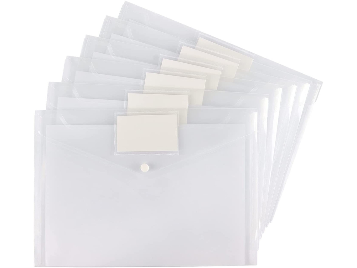 Conjunto de 5 Bolsos Plásticos A4 para Documentos com Aba BRILVIBERA