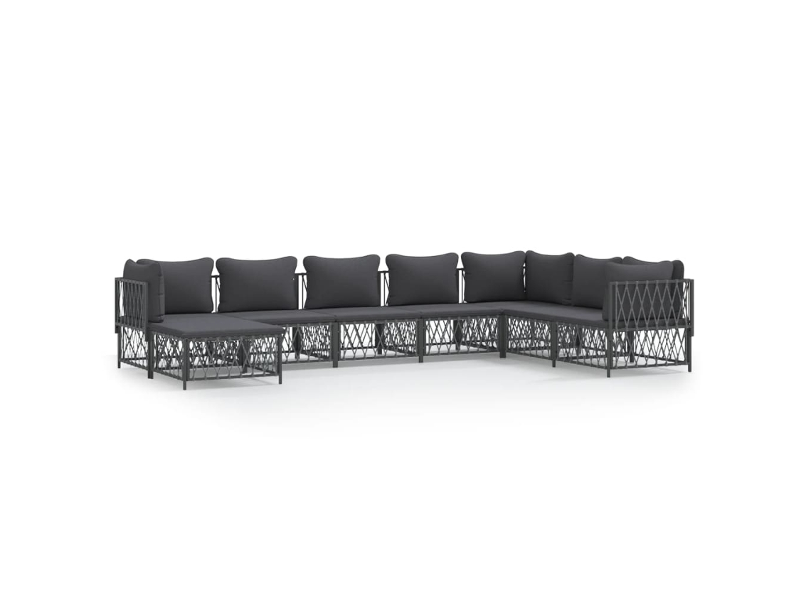 Maison Exclusive - 8 Pcs Conjunto Lounge De Jardim Com Almofadões Aço Antracite