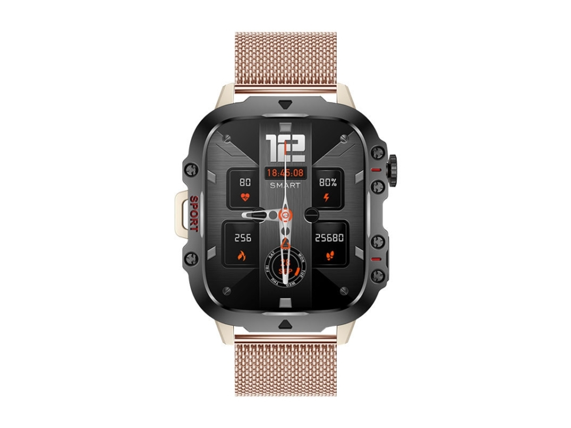 (dourado) Pulseira Inteligente Com Tela Colorida De 1,96 Polegadas E Pulseira De Aço Milanesa, Compatível Com Ligações Bluetooth.