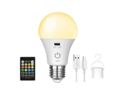 Lâmpada Led, Base E26, Rgb, Recarregável, Comando Remoto, Alimentação Por Bateria, Para Uso Residencial, Comercial E Manutenção Elétrica