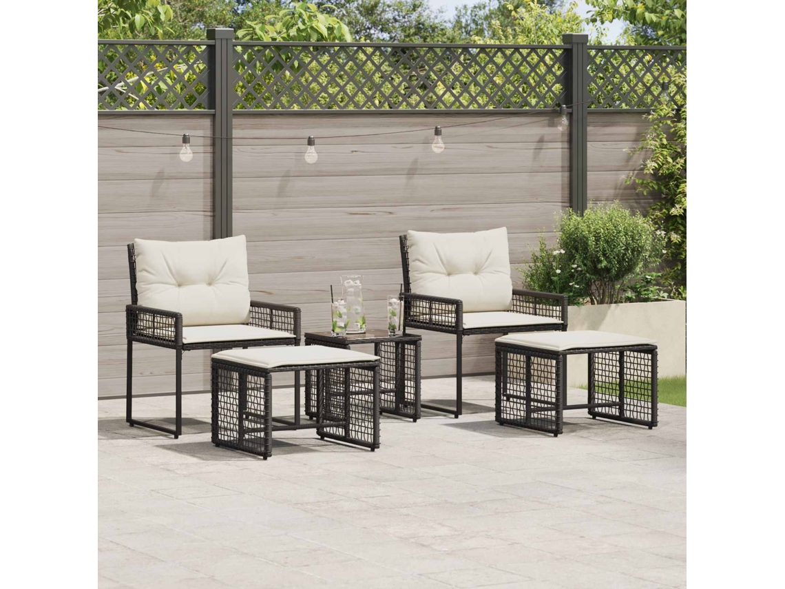 Vidaxl Conjunto De Móveis Para Exterior 5 Pcs Preto E Branco