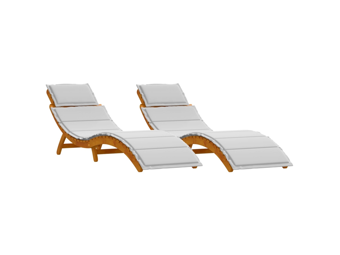 Conjunto 2 Espreguiçadeira Vidaxl Cinzento-claro Madeira De Acácia Maciça (55 X 184 X 64cm)
