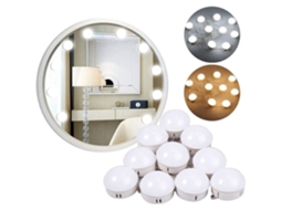 10 PCS LED lâmpadas de espelho de maquiagem luz plana ajustável estilo Hollywood alimentado por USB com lâmpadas reguláveis e F 1918 S/MARCA