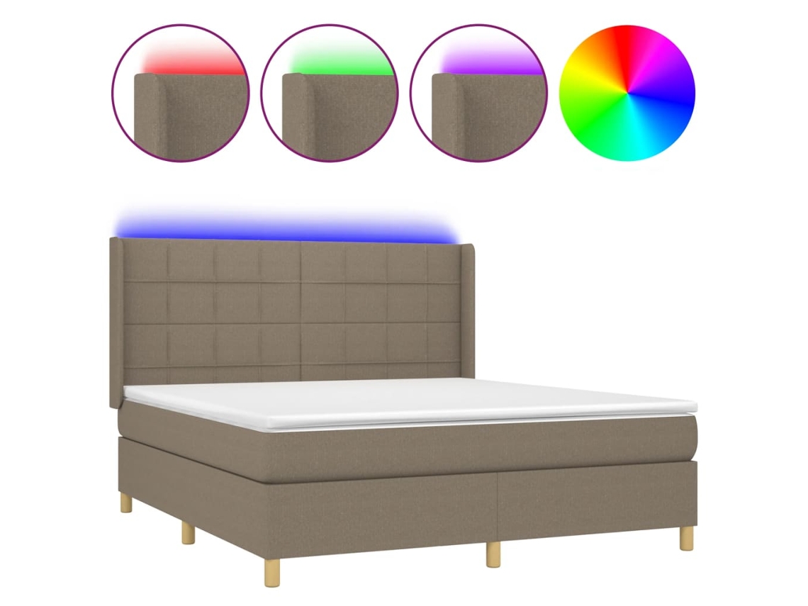 Box Spring Bed, Box Spring Beds Vidaxl Cinzento-acastanhado Tecido (160 X 200 Cm)