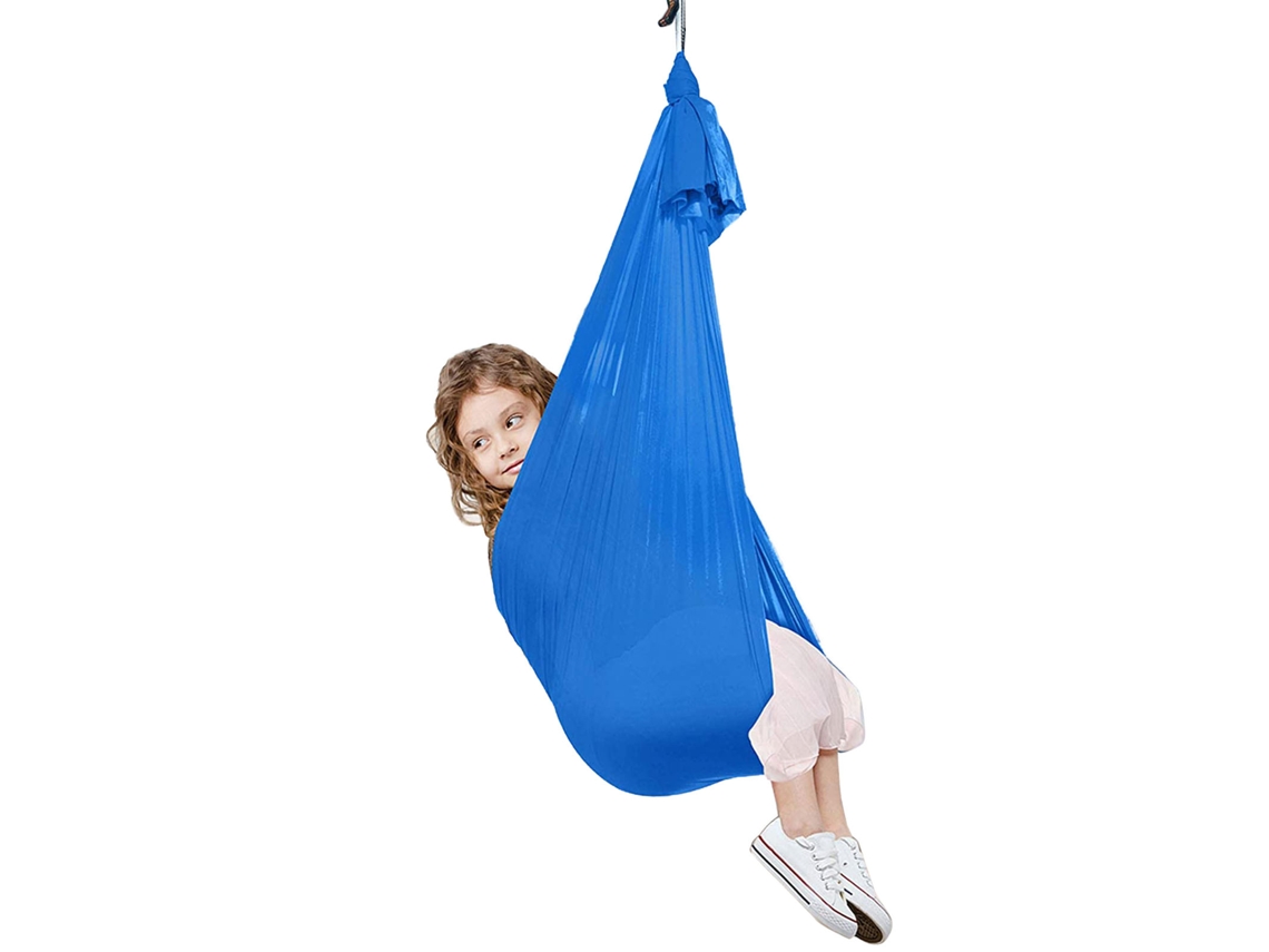 Cama De Rede Elástica Para Crianças Balanço Sensorial Infantil Indoor Outdoor Yoga Home Fitness Azul Escuro