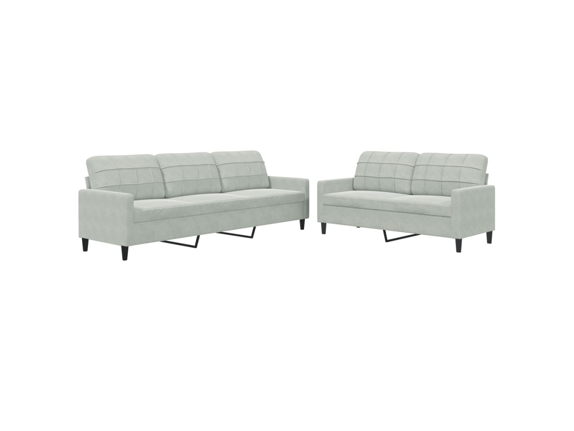 Maison Exclusive - 2 Pcs Conjunto De Sofás Com Almofadões Veludo Cinzento-claro
