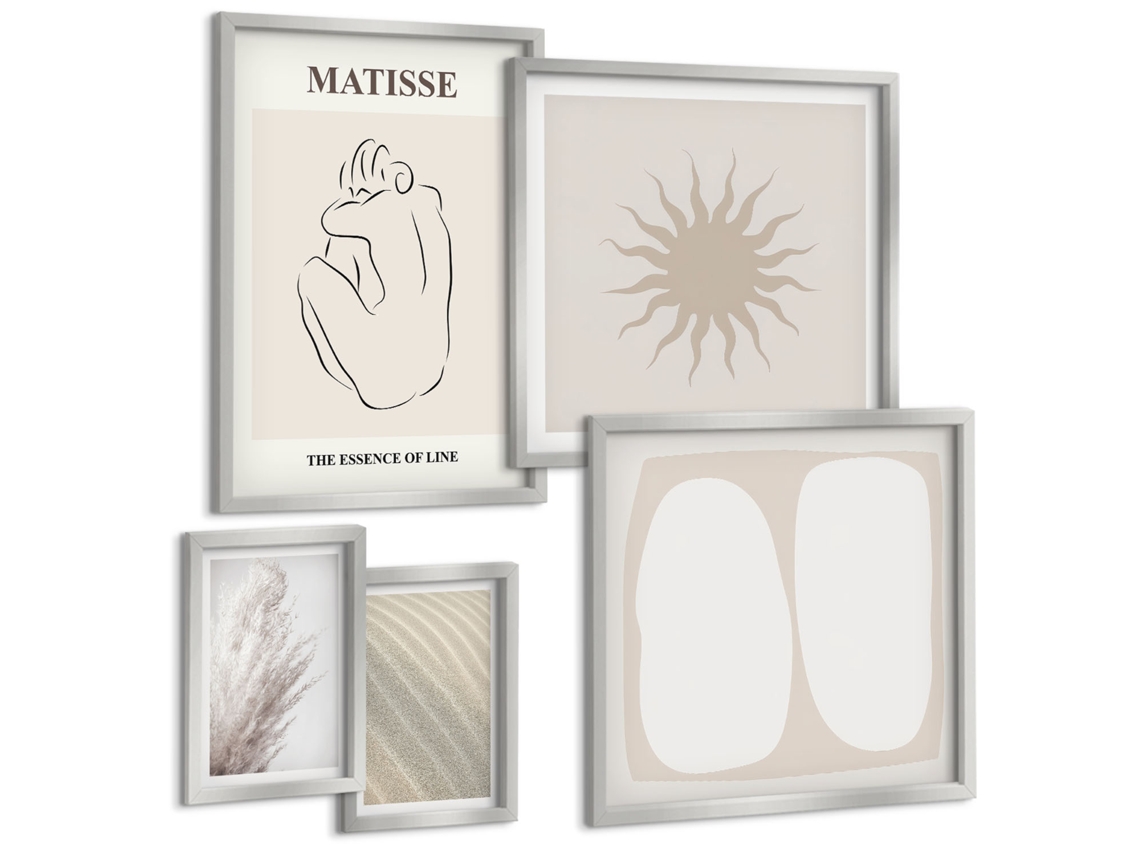 Conjunto De Pinturas Estilo Boho Formas Minimalistas Espelharte (5 Peças)