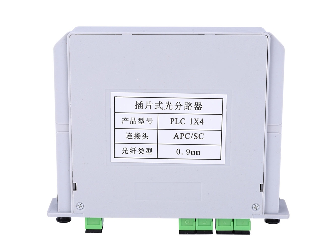 Divisor óptico blade 1x4 PLC fibra óptica monomodo com conectores SC APC módulo