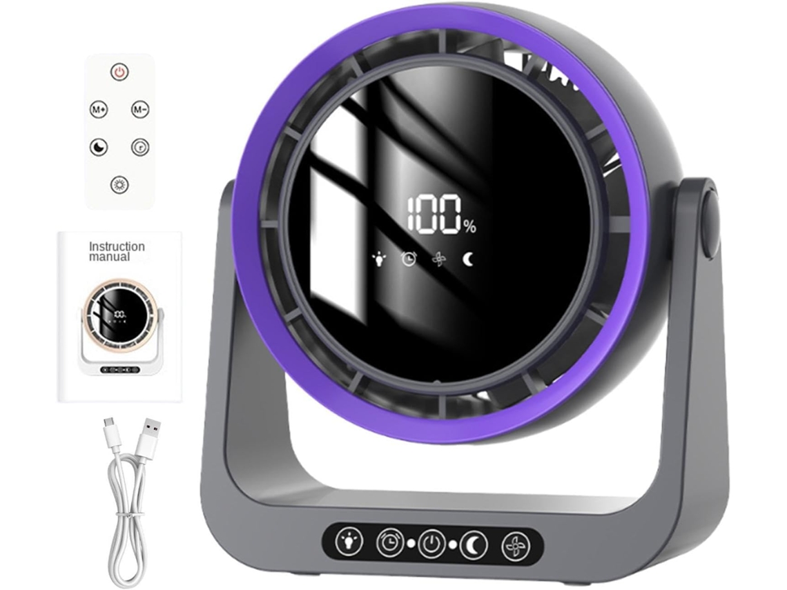 Ventilador De Mesa Dobrável Com Luz Rgb E Ajuste Velocidade Para