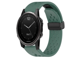 Bracelete de Smartwatch para Garmin Fenix 5S Plus 20mm de silicone com fivela dobrável (verde escuro)