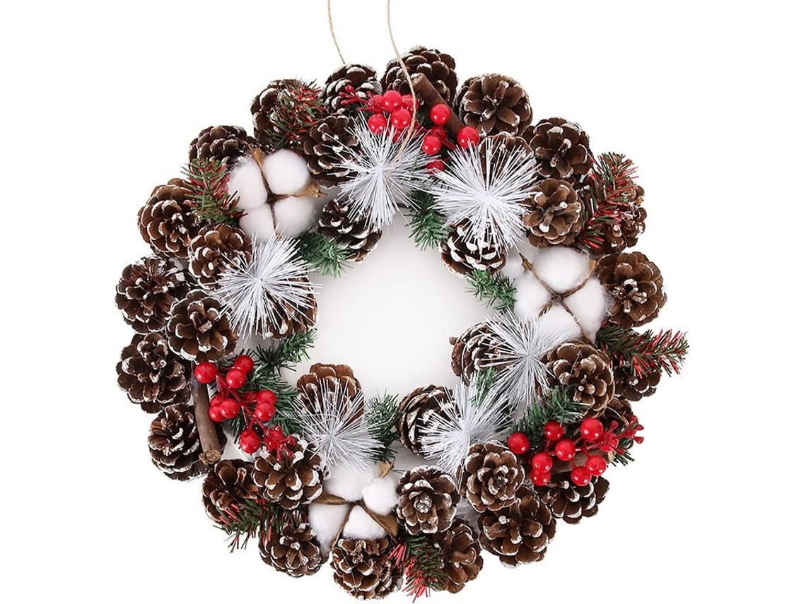 Nova Line guirlanda de Pinha Natural, 38cm Guirlanda de Natal para Porta da Frente