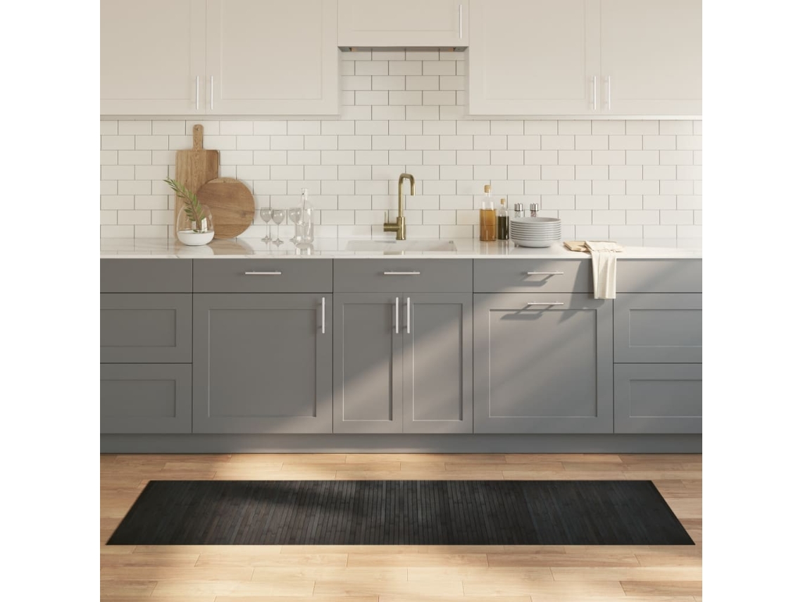 Vidaxl Tapete Retangular 60x200 Cm Bambu Cinzento