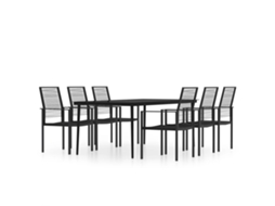 Dining Set, Dining Sets Vidaxl Preto Aço (mesa Com 200 Cm De Comprimento)