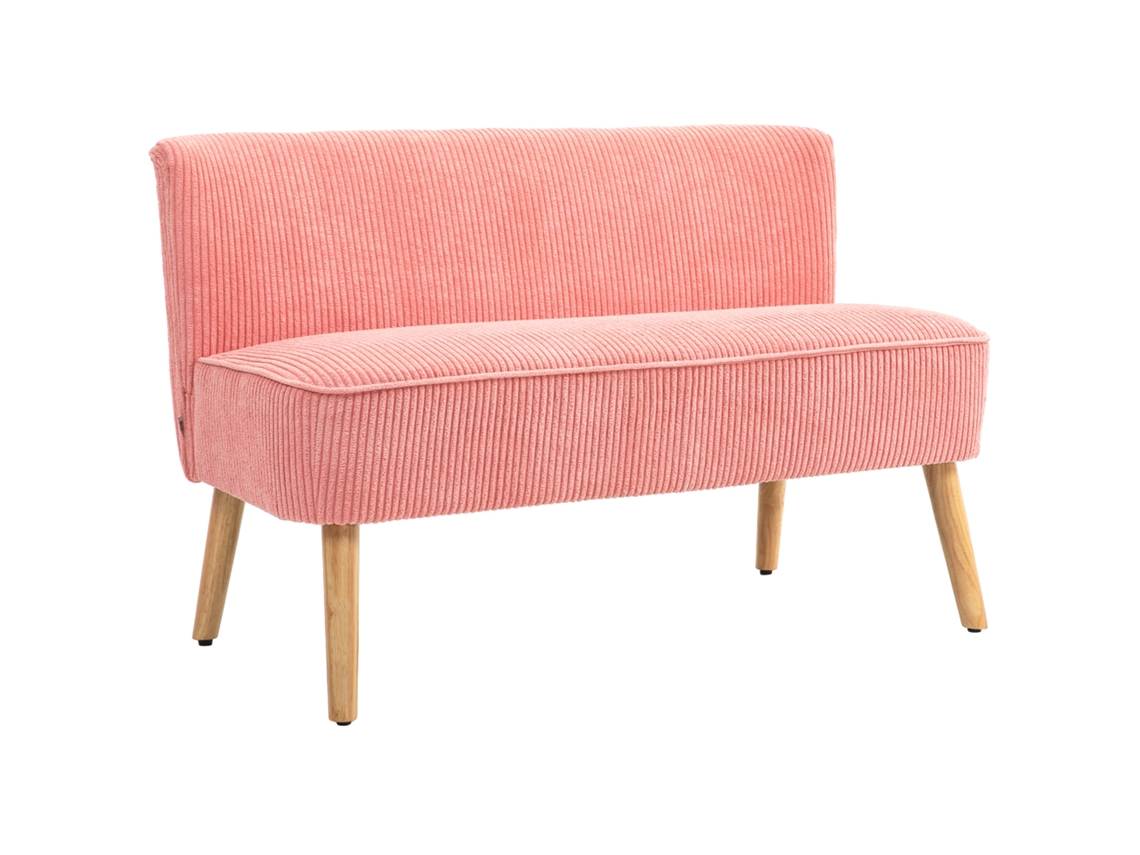 Sofá De Dois Lugares, Elegante Skandi, Estrutura De Madeira Maciça, Até 150 Kg, 117 X 56,5 X 77 Cm, Rosa-pt