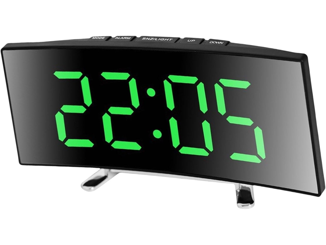 Despertador Digital Led Curvo E Silencioso, Com Visor De Temperatura, Alimentado Por Usb, Design Moderno