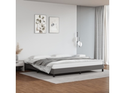 Estrutura De Cama 200x200cm Couro Artificial Cinzento