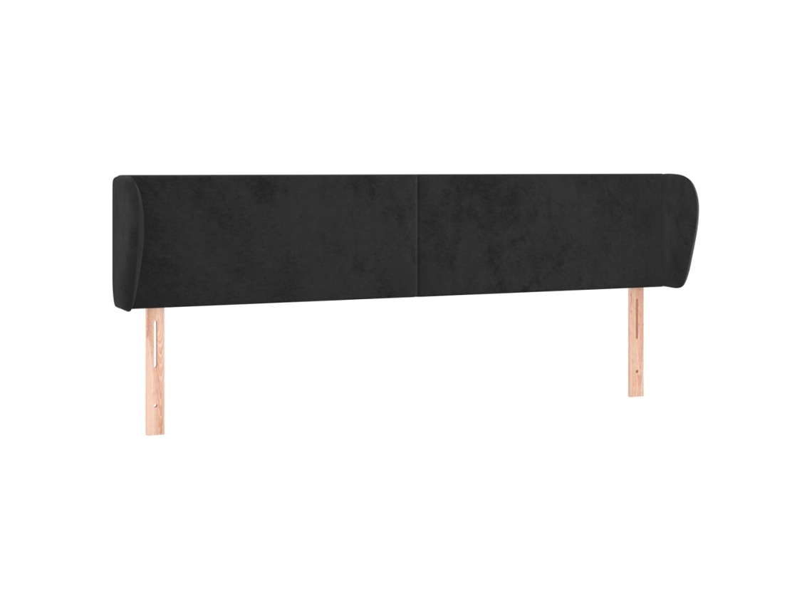 Cabeceira de Cama C/ Abas Veludo Preto MAISON EXCLUSIVE (203x23x78 cm)
