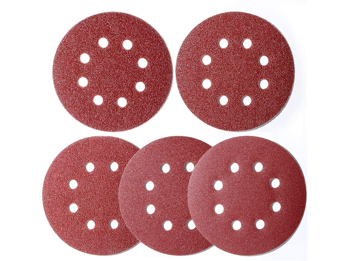 100 Discos De Lixa 125mm Para Lixadeira Orbital,8 Furos,sistema Velcro Inclui 20 Unidades De Cada Grão 40/60/80/120/180 Btforus (total 100 Unidades)