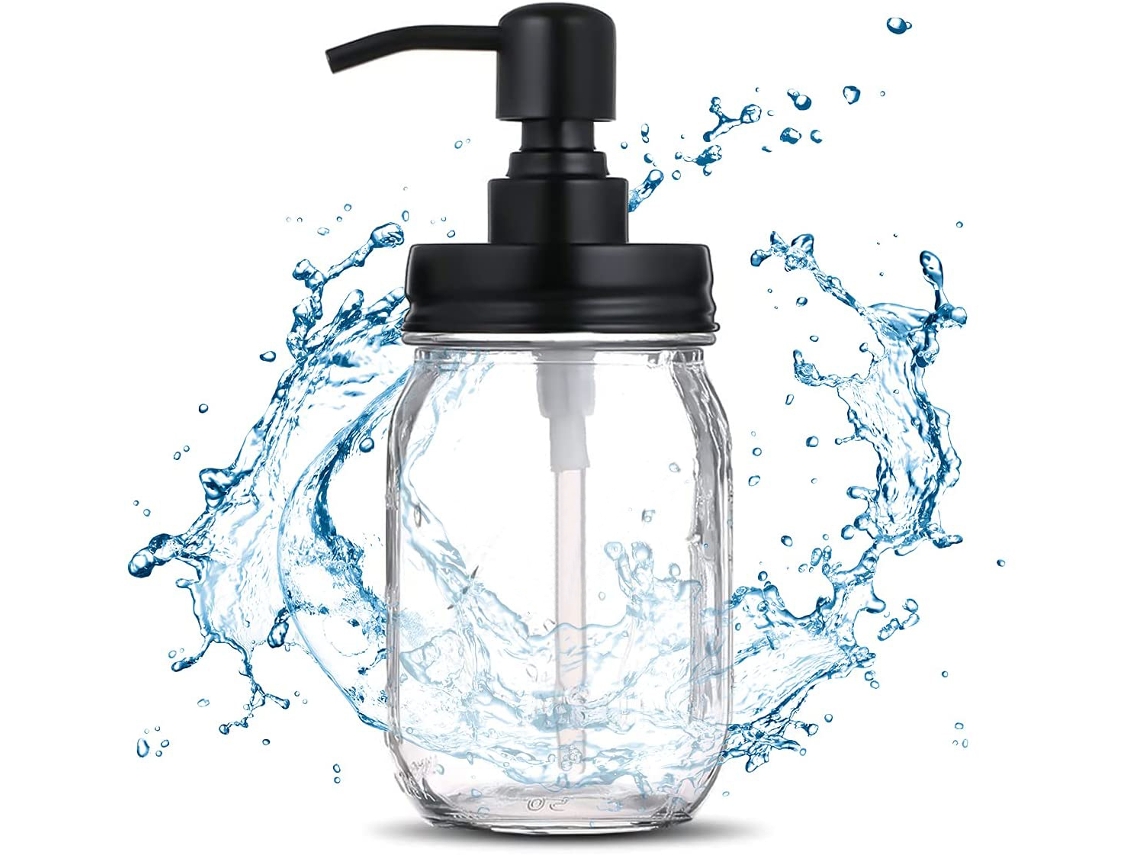 Dispenser De Vidro 16oz Com Bomba Inox, Decorativo