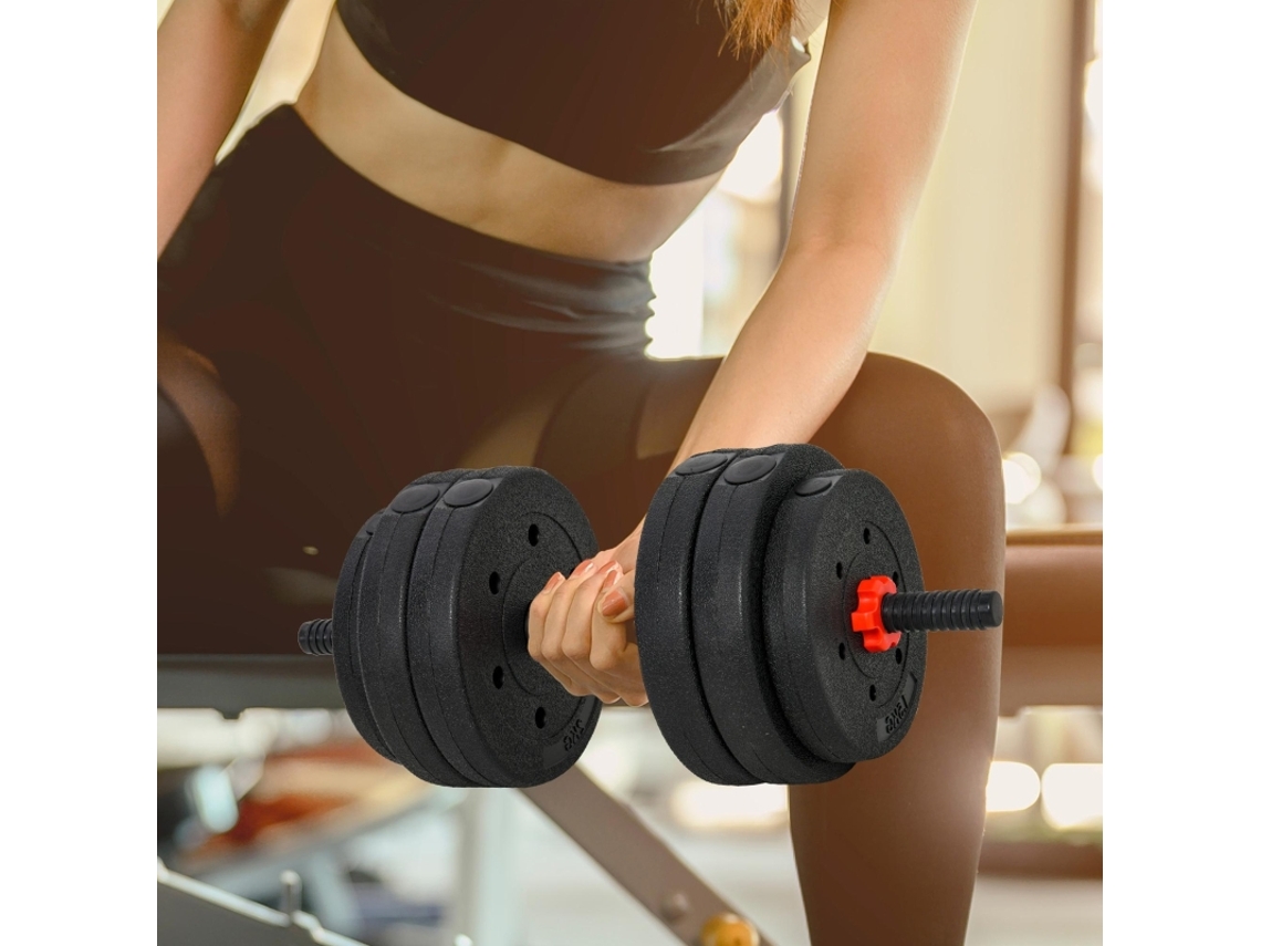 Conjunto Halteres 2 em 1 25kg Barras Curtas Longas VELTRIX