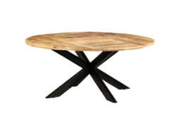 Vidaxl Mesa De Jantar Redonda 175x75 Cm Madeira De Mangueira Áspera