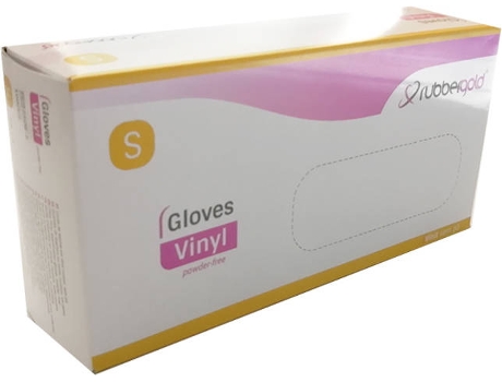 Luvas Descartáveis RUBBERGOLD Vinil Incolor Sem Pó (tam S 100UN)