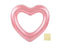 Círculo Natação Coração 120cm Pvc Resistente Dourado Rosa