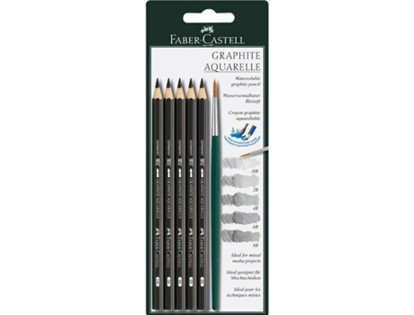 FABER-CASTELL Lápis de Grafite Aquarelle, Mina HB-8B, Corpo Hexagonal Preto