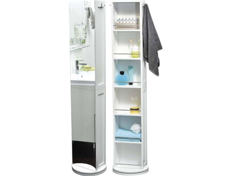 Coluna Rotativa De Mdf Com Mirror E Nichos De Armazenamento Branco TENDANCE