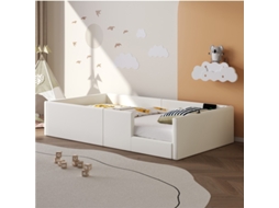 Cama Plataforma Acolchoada 90x200 Grade Carregamento Branca